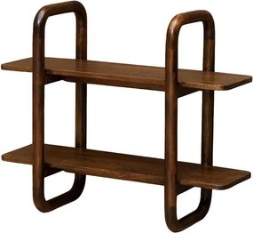 Etajeră de perete din lemn de mango și metal, cu 2 rafturi, maro antichizat, finisaj satinat, 120.5×30×67 cm, „Watkins"