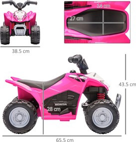 AIYAPLAY ATV Electric, Mini Motocicletă pentru Copii 18-36 Luni cu Lumini LED, Claxon și Pedale, 65,5x38,5x43,5 cm, Roz | Aosom Romania
