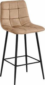 Scaun de bar cu picioare negre ARCETO VELVET, maro