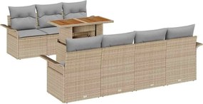 vidaXL Set de canapele pentru grădină 8 pcs Bej Rattan poli