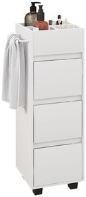 HOMCOM Mobilier de depozitare pentru baie cu 4 compartimente, 3 sertare și suport pentru prosoape, dim. 35 x 30 x 90 cm, alb | Aosom Romania