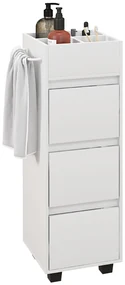 HOMCOM Mobilier de depozitare pentru baie cu 4 compartimente, 3 sertare și suport pentru prosoape, dim. 35 x 30 x 90 cm, alb | Aosom Romania