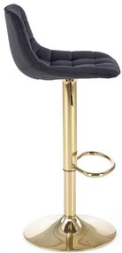 Scaun de bar H120 velvet negru/gold