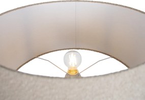 Vloerlamp tripod hout met beige teddy stoffen kap 50cm - Lou