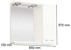 Mobilier de baie Ruben 65, mobilier suspendat, Rauna, ulm