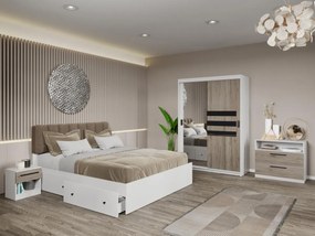 Set mobila dormitor Ruben Alb/San Remo cu oglinda C11