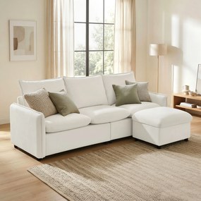 Set Canapea 3 Locuri, HOMCOM, Leathaire, 212x125x84cm, Crem | Aosom Romania