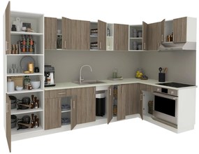Set Bucatarie Colt Karo V35, Stejar Sonoma Inchis/Alb, Blat Thermo 28 mm, L 320 x 160 cm
