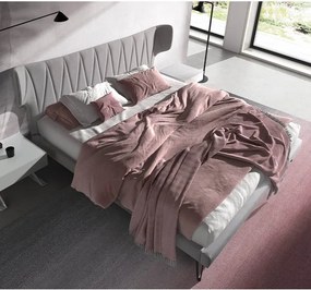 Pat dublu tapitat design LUX Light grey 180x200cm