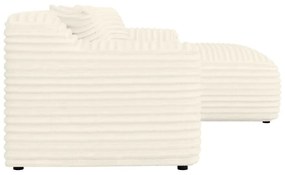 Colțar crem cu tapițerie din catifea reiată (cu colț pe partea dreaptă, cu șezlong) Martin – Ropez