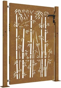 vidaXL Poartă de grădină 100x150 cm, oțel corten, design bambus