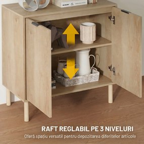 HOMCOM Dulap de Depozitare cu 2 Uși și Rafturi Reglabile, 78x40x77,5 cm, Stejar | Aosom Romania