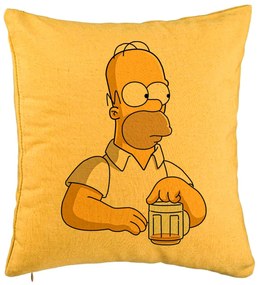 Perna Decorativa, Model Simpsons Homer, 40x40 cm, Galben, Husa Detasabila, Burduf