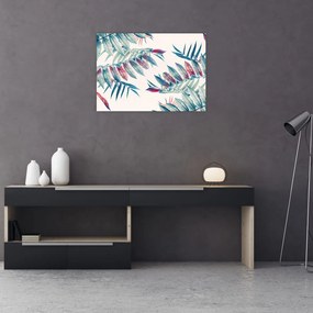 Tablou pe sticlă - Frunze tropicale (70x50 cm)