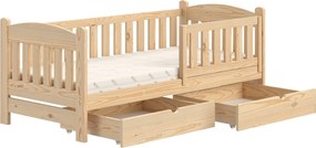 Pat pentru copii din lemn Alvins cu sertare 70x140 - pin