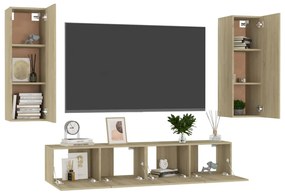 Set de dulapuri TV, 4 piese, stejar sonoma, PAL Stejar sonoma, 80 x 30 x 30 cm, 1