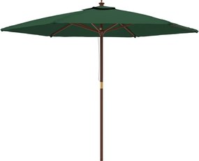vidaXL Umbrelă de soare de grădină stâlp din lemn, verde, 299 x 240 cm