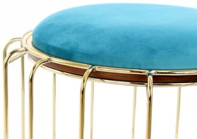 Taburet tapitat/masuta de cafea rotund/a Comfortable 50x50x45 cm turcoaz