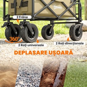 Outsunny Cărucior de Exterior Pliabil, Rezistent pentru Camping, cu Ușă în Spate Deschidere și Maner Telescopic | Aosom Romania