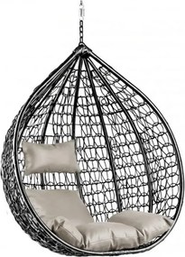 Scaun suspendat negru KOKON fara suport, perna deschisa la culoare