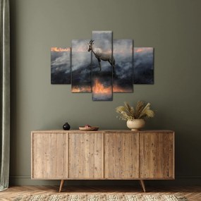 Tablou cu capră de munte în foc (150x105 cm)