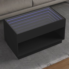 847666 vidaXL Măsuță de cafea cu LED infinity, negru, 90x50x50 cm