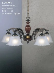 Candelabru 5 brate design italian din alama cu lemn 2700