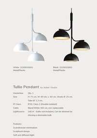 Pendul cu 3 surse de iluminat design modern TULLIO alb