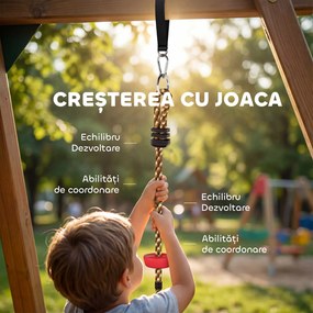 AIYAPLAY Frânghie de Cățărat, Kit Leagăn pentru Copii cu Suporturi și Disc, Parcurs cu Obstacole pentru Grădină, Roșu | Aosom Romania