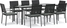 vidaXL Set mobilier de grădină cu perne, 9 piese, poliratan și oțel
