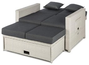 Zona de confort Rattan canapea pentru camera de zi, cu două locuri, din răchită 121x86x99cm 10cm, plianta siextensibila, alba