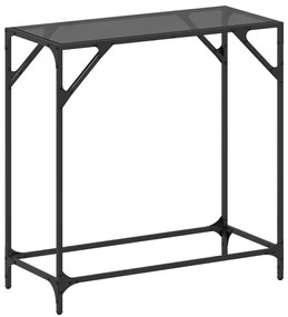 vidaXL Măsuță de cafea, blat din sticlă negră, 80x35x81 cm, oțel