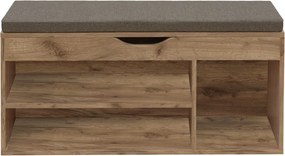 Suport pentru pantofi cu bancă, stejar artisan, FUDDY NEW