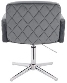 HR802CROSS Scaun Grafit din Catifea cu Bază Cromata