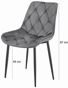 OFERTA Scaun de masa din catifea TOR, gri inchis II. calitate