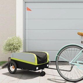 vidaXL Remorcă pentru biciclete, negru și verde, 30 kg, fier