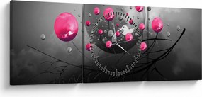 Tabloul cu bile abstracte roz (cu ceas) (90x30 cm)