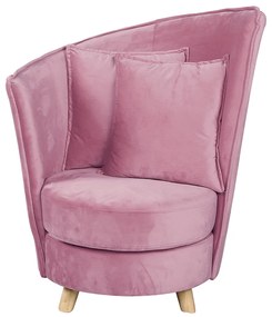 Fotoliu în stil Art Deco, catifea Velvet roz/stejar, ROUND