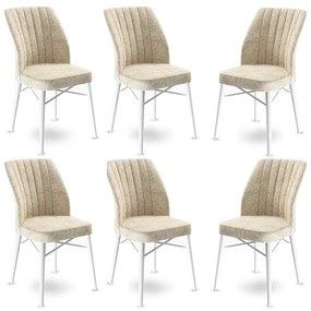 Set 6 scaune haaus Flex, Crem/Alb, textil, picioare metalice