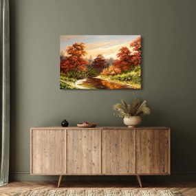 Tablou - Râu în peisaj de toamnă (90x60 cm)