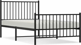 vidaXL Cadru pat metalic cu tăblii de cap/picioare, negru, 100x190 cm