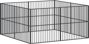 vidaXL Țarc pentru câini cu 8 panouri, negru, oțel galvanizat