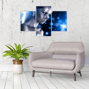 Tablou - Femeia, sclipici albastru (90x60 cm)
