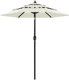 vidaXL Umbrelă de grădină cu 3 niveluri, stâlp aluminiu, nisipiu, 2 m