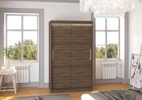 Dulap cu usi glisante si iluminare LED, Collin 120 + LED, 120 cmx200 cmx58 cm, ADRK Furniture (Culoare: Ciocolata)