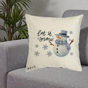 Perna Decorativa Let It Snow Om de Zapada, 40x40 cm, Ecru, Husa Detasabila, Perna Inclusa, BEKZ®