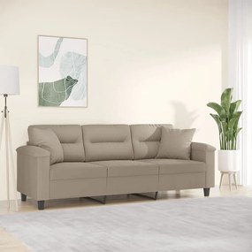 Canapea cu 3 locuri si perne, gri taupe, 180 cm, microfibra