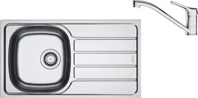 Set chiuveta bucatarie inox Franke Spark 78x43.5 cm cu 1 cuva si picurator dreapta finisaj lucios plus baterie crom