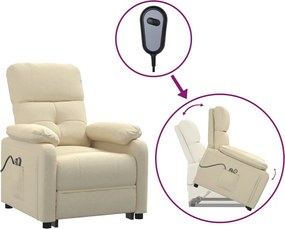 vidaXL Fotoliu de masaj cu ridicare, crem, material textil