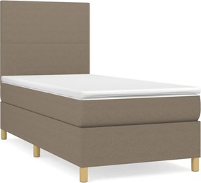 vidaXL Pat box spring cu saltea, gri taupe, 100x200 cm, textil